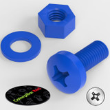 20x Blue PP Pan Head Cross Plastic Screws & Bolts M8 x 20 mm, Nuts & Washers