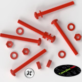 20x Red PP Pan Head Cross Plastic Screws & Bolts M6 x 60 mm, Nuts & Washers