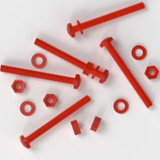 20x Red PP Pan Head Cross Plastic Screws & Bolts M6 x 60 mm, Nuts & Washers