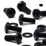 20x Black PP Pan Head Plastic Screws & Bolts M8 x 20 mm, Nuts & Washers