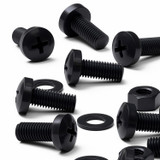 20x Black PP Pan Head Plastic Screws & Bolts M8 x 20 mm, Nuts & Washers