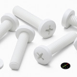 20x White PP Pan Head Plastic Screws & Bolts M4 x 20 mm, Nuts & Washers