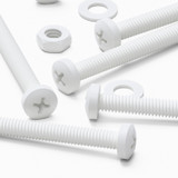 20x White PP Pan Head Plastic Screws & Bolts M4 x 40 mm, Nuts & Washers