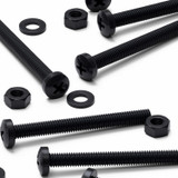 20x Black PP Pan Head Plastic Screws & Bolts M6 x 60 mm, Nuts & Washers