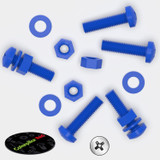 20x Blue PP Pan Head Cross Plastic Screws & Bolts M5 x 20 mm, Nuts & Washers