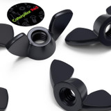 20x Black Nylon Plastic Butterfly Wing Nuts M4, Thumb Nuts