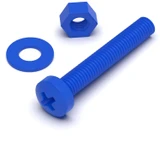 20x Blue PP Pan Head Cross Plastic Screws & Bolts M3 x 20 mm, Nuts & Washers