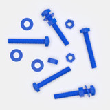 20x Blue PP Pan Head Cross Plastic Screws & Bolts M3 x 20 mm, Nuts & Washers