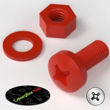 20x Red PP Pan Head Cross Plastic Screws & Bolts M8 x 20 mm, Nuts & Washers