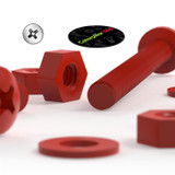 20x viti PP rosse a testa cilindrica a croce M4 x 40 mm + dadi e rondelle