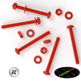 20x Red PP Pan Head Cross Plastic Screws & Bolts M4 x 40 mm, Nuts & Washers