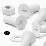 20x viti svasate in plastica PP bianche M8 x 20 mm, dadi/rondelle