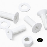 20x viti svasate in plastica PP bianche M8 x 20 mm, dadi/rondelle