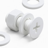 20x viti svasate in plastica PP bianche M8 x 20 mm, dadi/rondelle