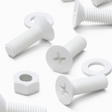 20x viti svasate in plastica PP bianche M8 x 20 mm, dadi/rondelle