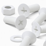 20x viti svasate in plastica PP bianche M8 x 20 mm, dadi/rondelle