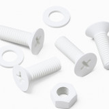 20x viti svasate in plastica PP bianche M8 x 20 mm, dadi/rondelle