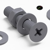 20x Grey PP Countersunk Plastic Screws & Bolts M4 x 20 mm, Nuts & Washers