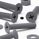 20x Grey PP Countersunk Plastic Screws & Bolts M4 x 20 mm, Nuts & Washers