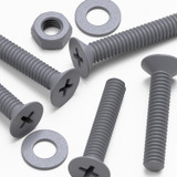 20x Grey PP Countersunk Plastic Screws & Bolts M4 x 20 mm, Nuts & Washers