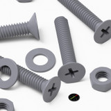 20x Grey PP Countersunk Plastic Screws & Bolts M4 x 20 mm, Nuts & Washers