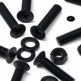 20x viti svasate in plastica PP nere M5 x 20 mm, dadi/rondelle