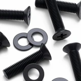 20x viti svasate in plastica PP nere M5 x 20 mm, dadi/rondelle