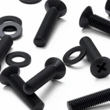 20x viti svasate in plastica PP nere M5 x 20 mm, dadi/rondelle