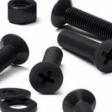 20x viti svasate in plastica PP nere M5 x 20 mm, dadi/rondelle