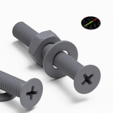 20x viti svasate in plastica PP grigie M3 x 20 mm, dadi/rondelle