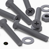 20x viti svasate in plastica PP grigie M3 x 20 mm, dadi/rondelle