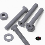 20x viti svasate in plastica PP grigie M3 x 20 mm, dadi/rondelle