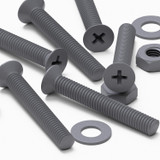 20x viti svasate in plastica PP grigie M3 x 20 mm, dadi/rondelle