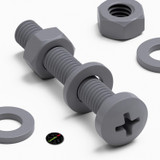 20x Grey PP Pan Head Cross Plastic Screws & Bolts M6 x 40 mm, Nuts & Washers