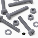 20x Grey PP Pan Head Cross Plastic Screws & Bolts M6 x 40 mm, Nuts & Washers