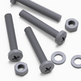 20x Grey PP Pan Head Cross Plastic Screws & Bolts M6 x 40 mm, Nuts & Washers