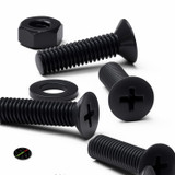 20x Black PP Countersunk Plastic Screws & Bolts M6 x 20 mm, Nuts & Washers