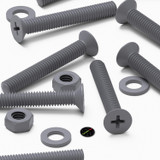 20x Grey PP Countersunk Plastic Screws & Bolts M6 x 40 mm, Nuts & Washers