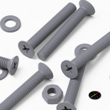 20x Grey PP Countersunk Plastic Screws & Bolts M6 x 40 mm, Nuts & Washers