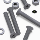 20x Grey PP Countersunk Plastic Screws & Bolts M6 x 40 mm, Nuts & Washers