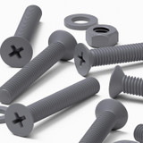 20x Grey PP Countersunk Plastic Screws & Bolts M6 x 40 mm, Nuts & Washers