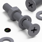 20x Grey PP Countersunk Plastic Screws & Bolts M6 x 40 mm, Nuts & Washers