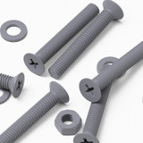 20x Grey PP Countersunk Plastic Screws & Bolts M6 x 40 mm, Nuts & Washers
