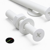 20x viti svasate in plastica PP bianche M3 x 20 mm, dadi/rondelle