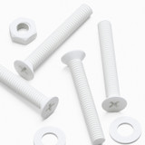 20x viti svasate in plastica PP bianche M3 x 20 mm, dadi/rondelle