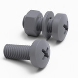 20x Grey PP Pan Head Cross Plastic Screws & Bolts M8 x 20 mm, Nuts & Washers