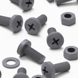 20x Grey PP Pan Head Cross Plastic Screws & Bolts M8 x 20 mm, Nuts & Washers