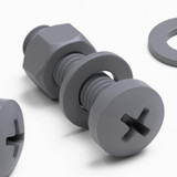 20x Grey PP Pan Head Cross Plastic Screws & Bolts M5 x 20 mm, Nuts & Washers