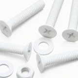 20x viti svasate in plastica PP bianche M4 x 20 mm, dadi/rondelle