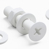 20x viti svasate in plastica PP bianche M4 x 20 mm, dadi/rondelle